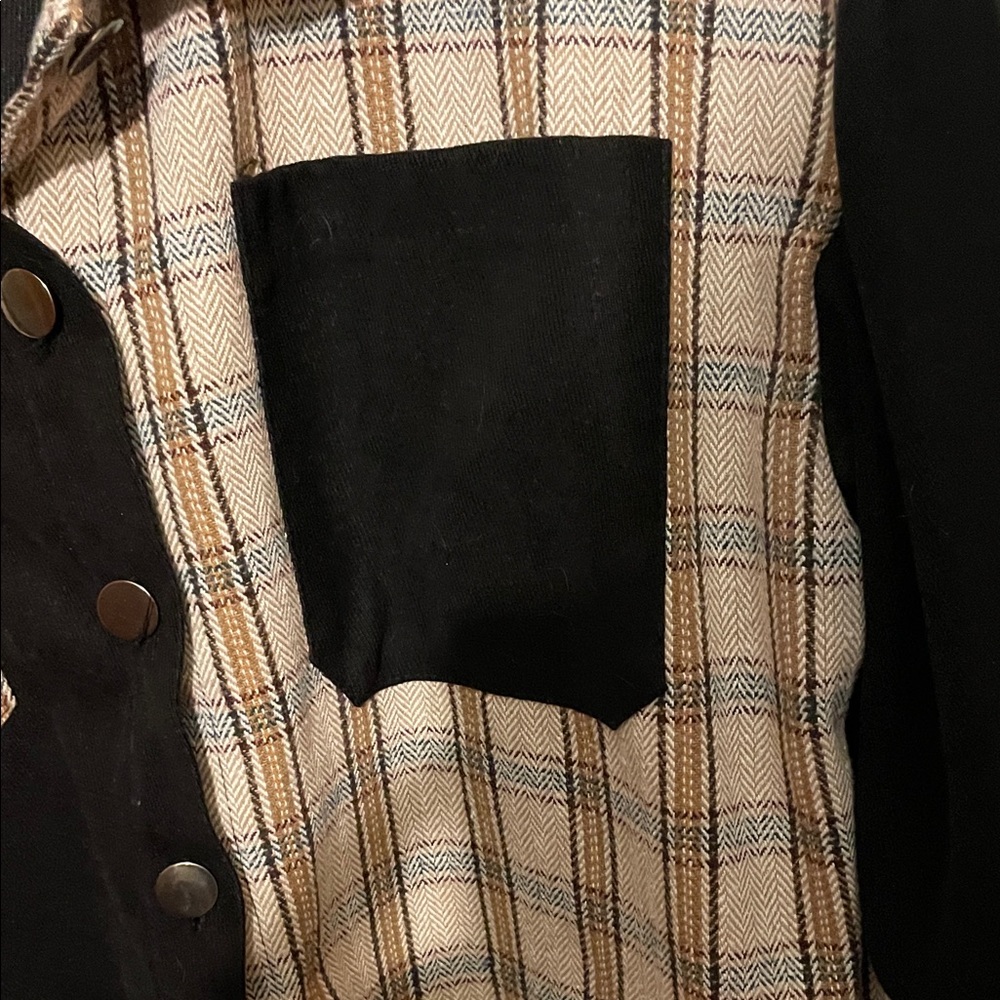 Plaid Black and Tan Women's Jacket - Picture 4 of 7